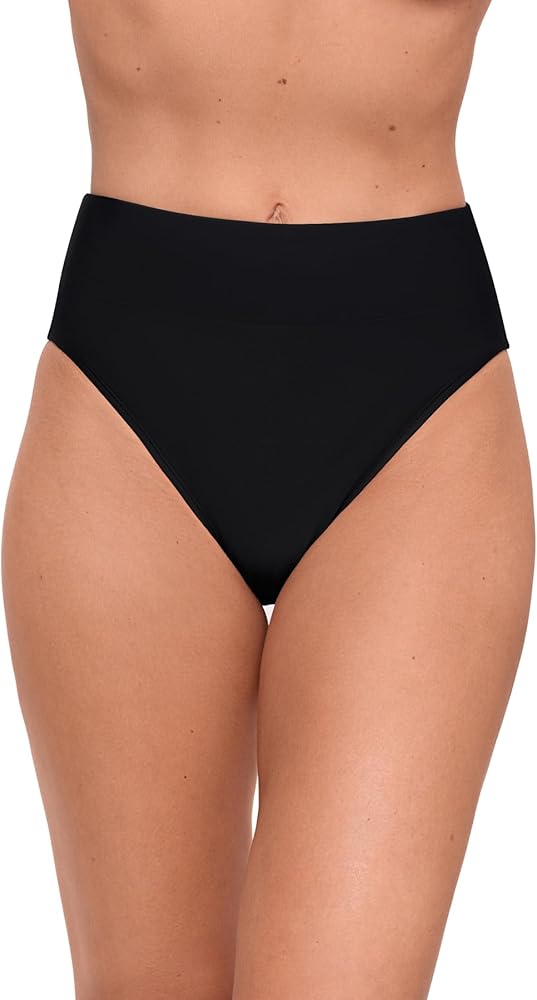 Sports Illustrated Women's Standard Wide Band Leg High Waist Bikini Bottom