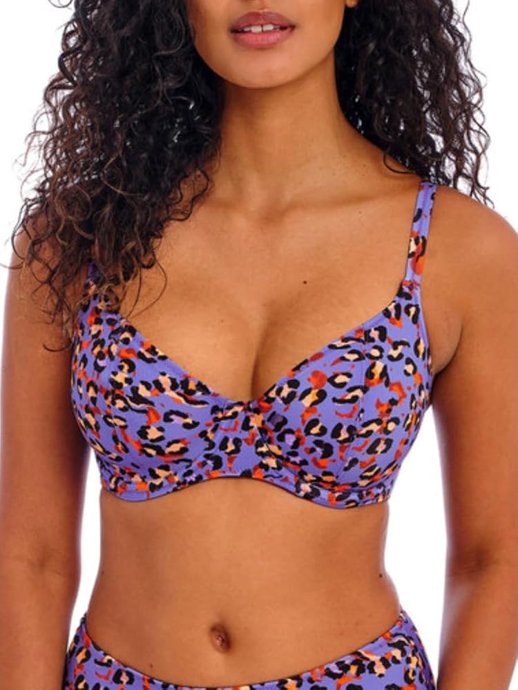 Freya Women's Standard Santiago Nights Underwire Plunge Bikini Top, Leopard