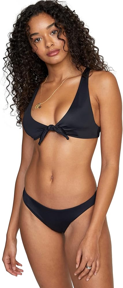 RVCA Women's Standard Tie Front Swimsuit Bikini Top