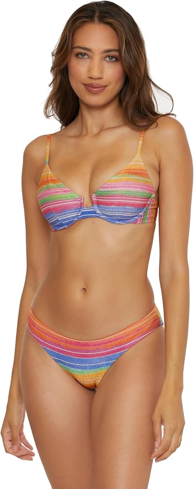 BECCA Women's Standard Shoreline Reversible Shirred Hipster Bikini Bottom, Cheeky Coverage, Swimwear Separates