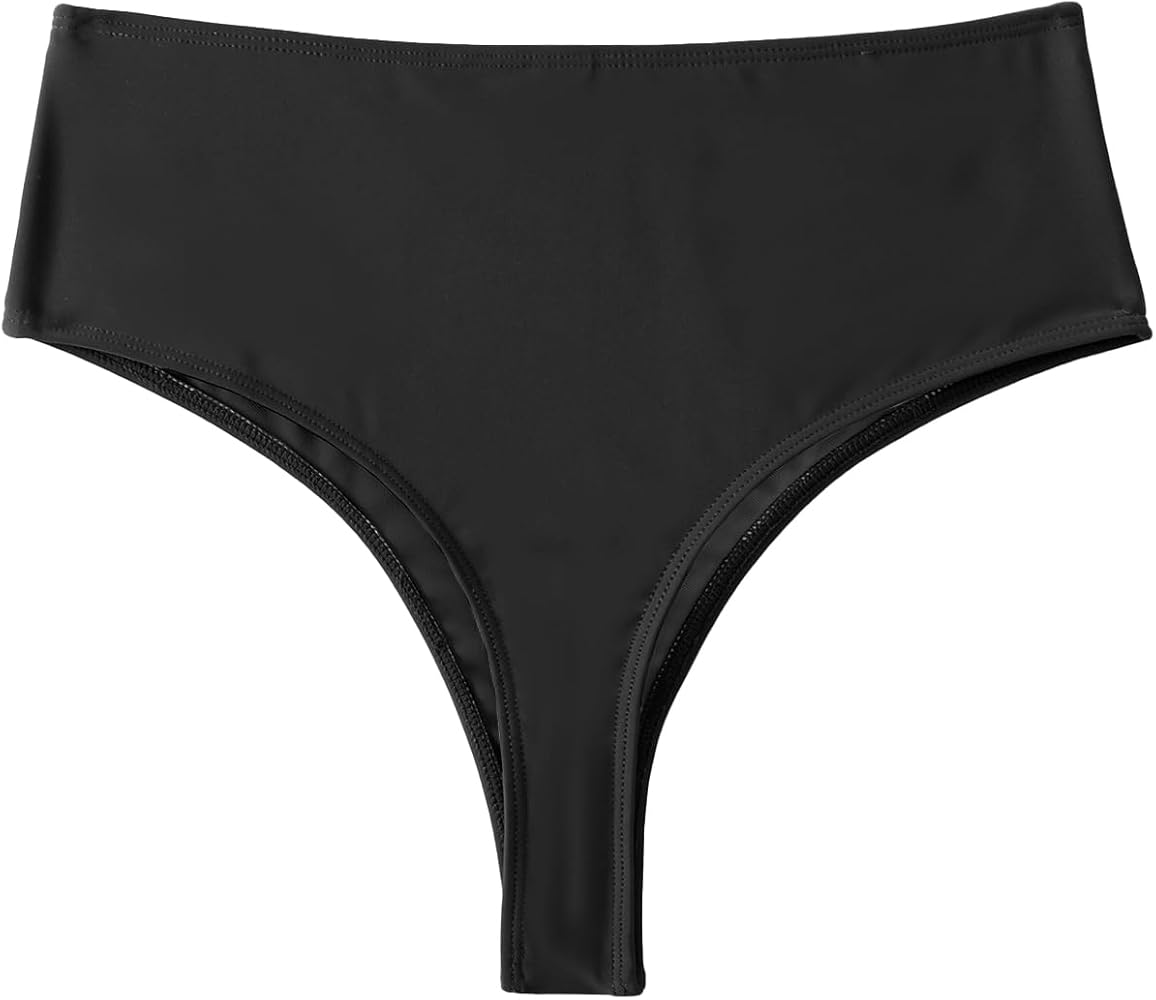 Verdusa Women's High Cut Swimwear Beach Panty Thong High Waisted Bikini Bottom