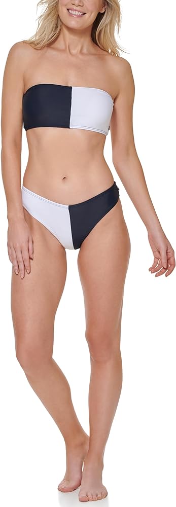 Tommy Hilfiger Women's Color Block Full Coverage Comfortable Bikini Top