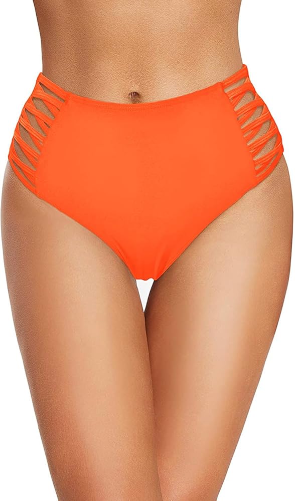 Holipick Women High Waisted Bikini Bottoms Tummy Control Swimsuit Bottoms Strappy Swim Bottom