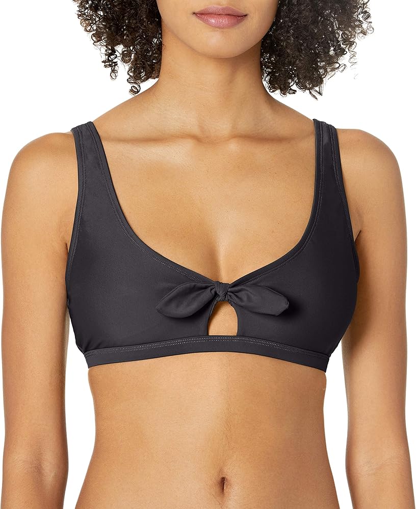 Body Glove Women's Standard Smoothies May Solid Bikini Top Swimsuit with Peekaboo Front Bow Detail