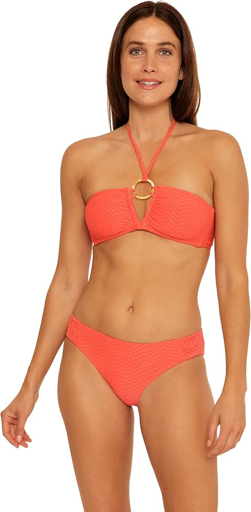 Trina Turk Women's Standard Empire Ring Bandeau Bikini Top-Removable Halter Strap, Swimwear Separates