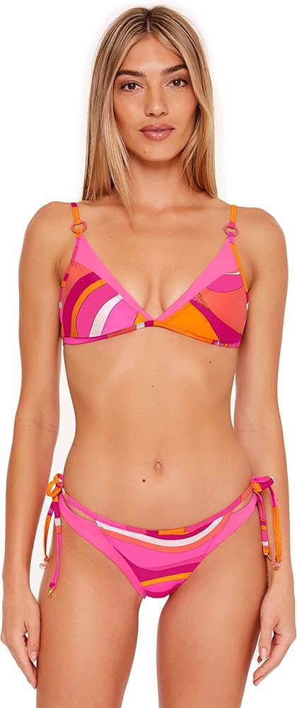 Trina Turk Women's Standard Vivid Vista Layered Triangle Bikini Top-Adjustable, Tie Back, Swimwear Separates