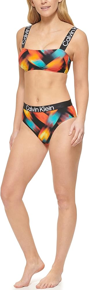 Calvin Klein womens High Waisted Elastic Logo Sporty Bikini Set