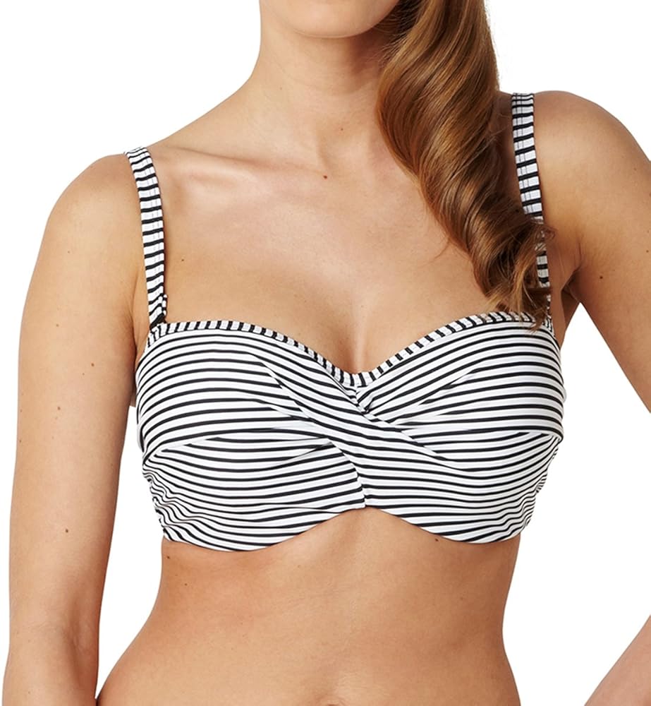 Panache Women's Swim Anya Stripe Bra-Sized Bandeau Bikini Top with Detachable Straps