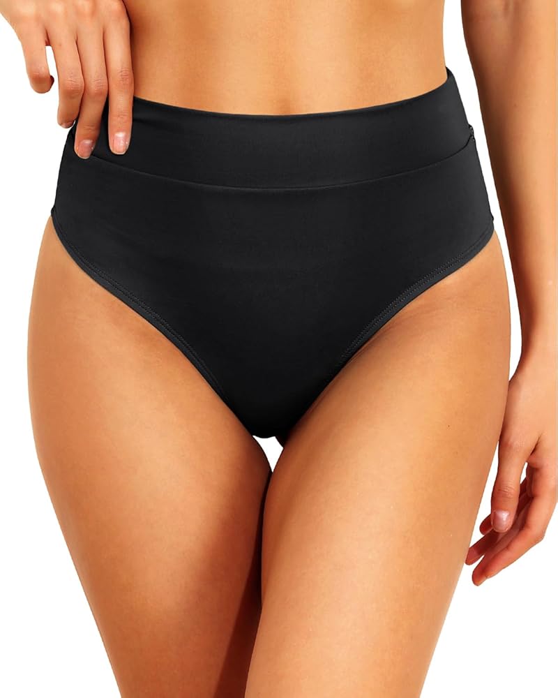 Tempt Me Women High Waisted Cheeky Bikini Bottoms Tummy Control Scrunch Butt Swim Bottom Only