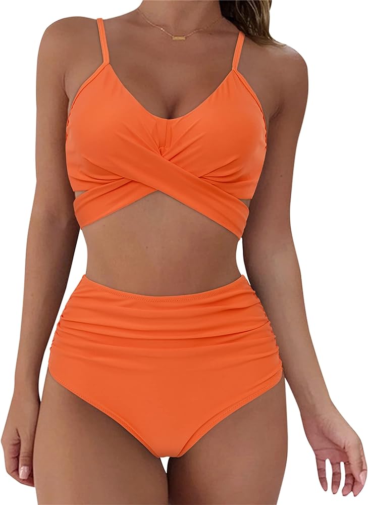 SUUKSESS Women Wrap Bikini Set Push Up High Waisted 2 Piece Swimsuits