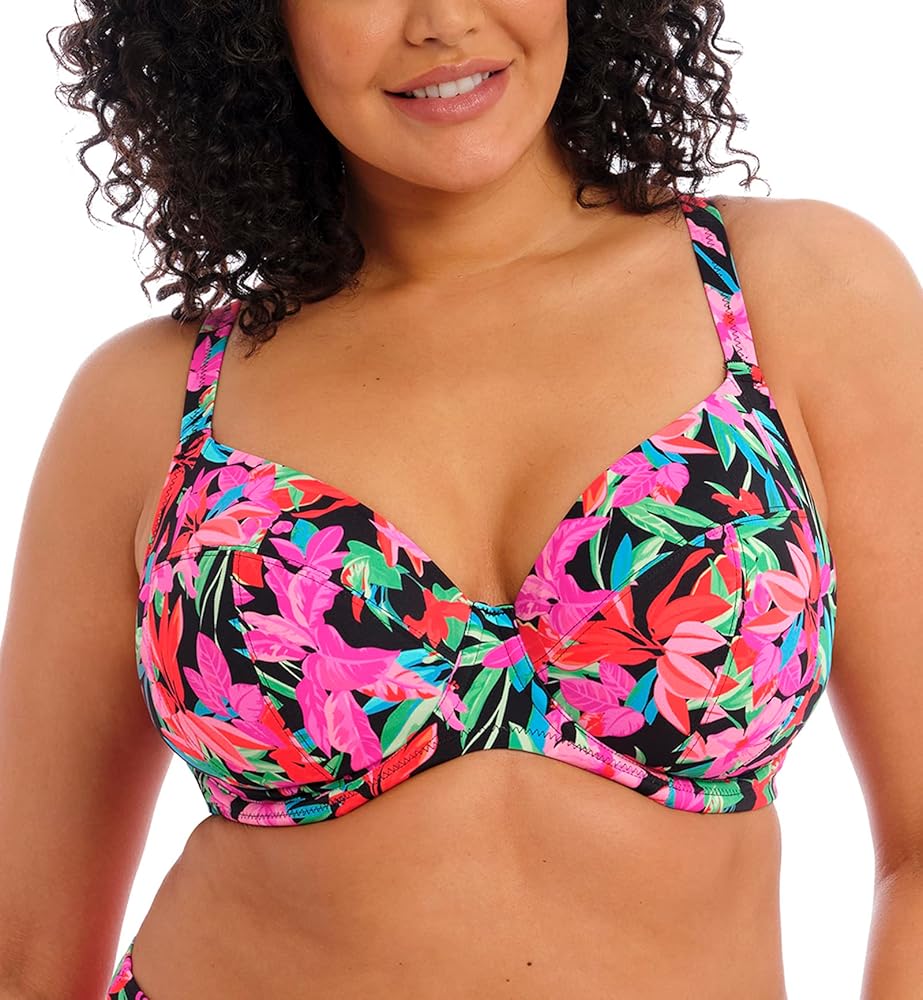 Elomi Savaneta Plunge Underwire Bikini Top (ES801302),44F,Black