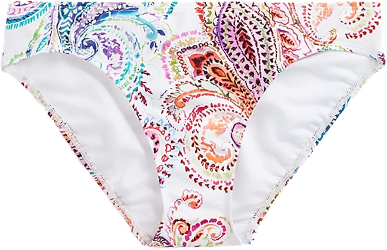 LAUREN RALPH LAUREN Women's Captiva Paisley Hipster Bikini Bottom, White, Size 0