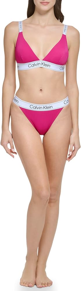 Calvin Klein Women's Low Waisted Elastic Logo Triangle Set-Bikini Bottom