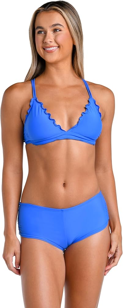 Hobie Women's Standard Banded Ruffle Bralette Bikini Swimsuit Top