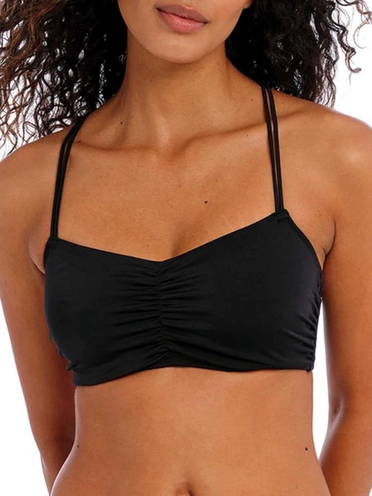 Freya Jewel Cove Convertible Underwire Bralette Bikini Top (7239),30G,Plain Black