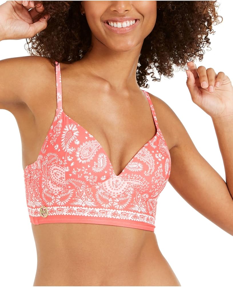 Michael Kors Romantic Paisley Bralette Bikini Top with Removable Soft Cups