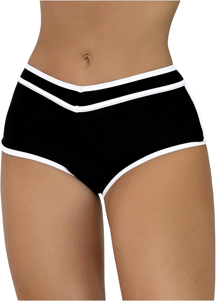 Floerns Women's Bikini Bottom Panties Contrast Binding High Waist Swimsuit Thongs