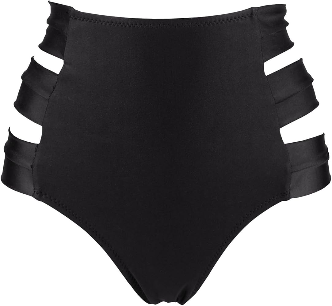 COCOSHIP Women's High Waist Side Straps Bikini Bottom Scrunch Butt Ruched Brief