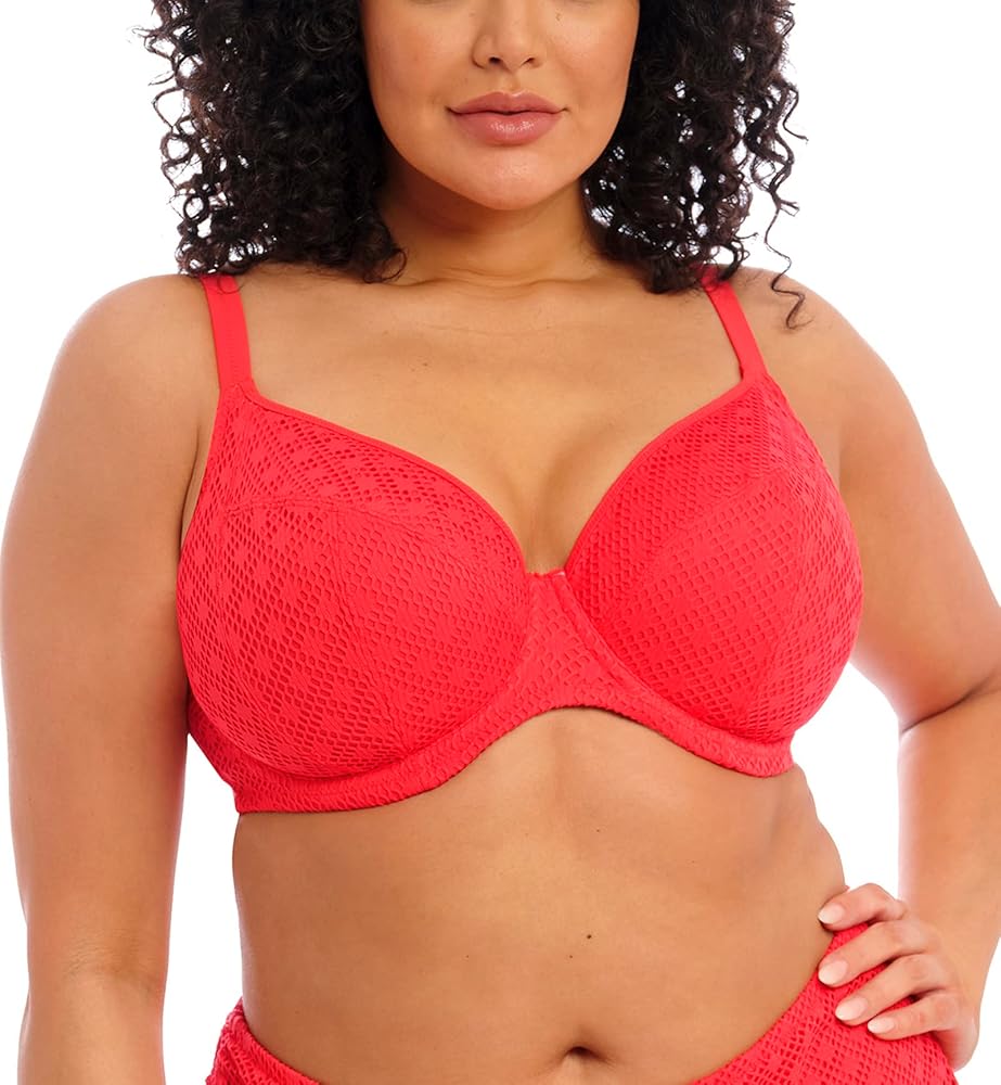 Elomi Bazaruto Plunge Underwire Bikini Top (ES800602),40F,Sunset