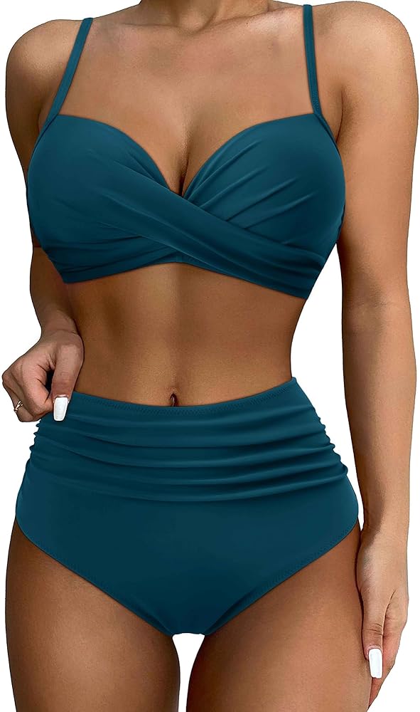 SUUKSESS Women Twist High Waisted Bikini Sexy Push Up Two Piece Swimsuits