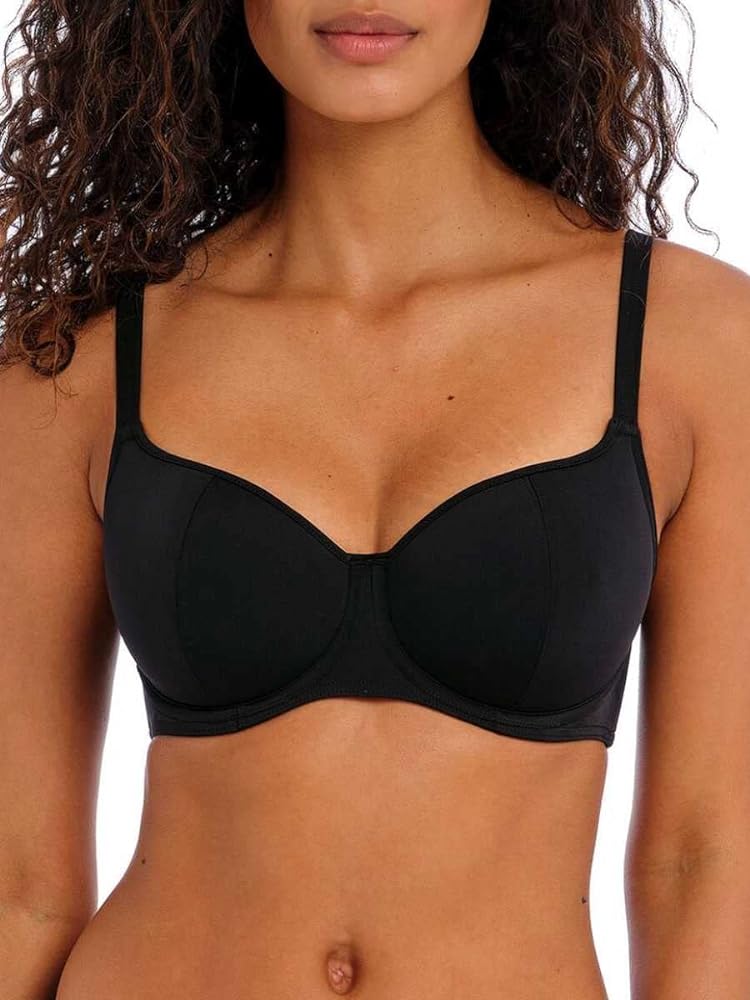 Freya Women's Jewel Cove UW Sweetheart Padded Bikini Swim Top, AS7231, Plain Black, 42D