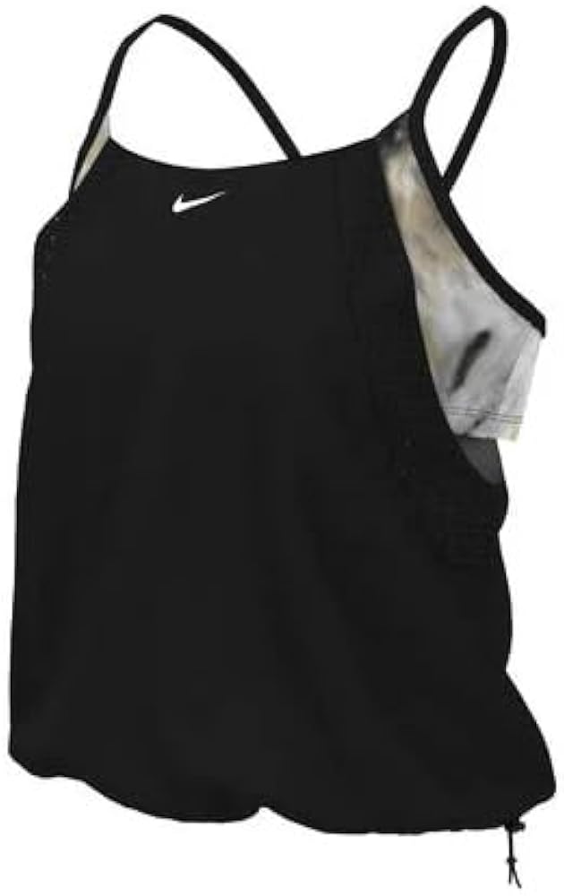 Nike Women's Layered 2-in-1 Tankini Bikini Swim Top (US, Alpha, Small, Regular, Regular, Black Tie Dye)