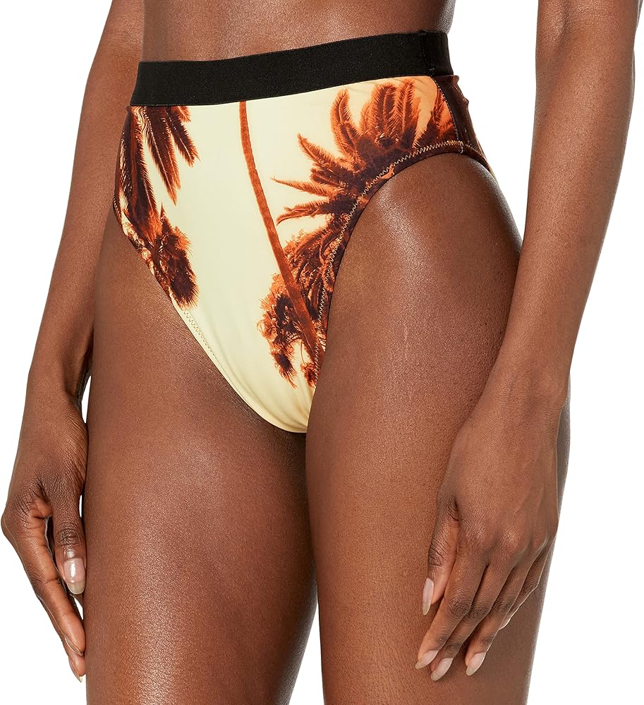 HUGO Women's Standard Palm Tree Print High-waisted Bikini Bottoms