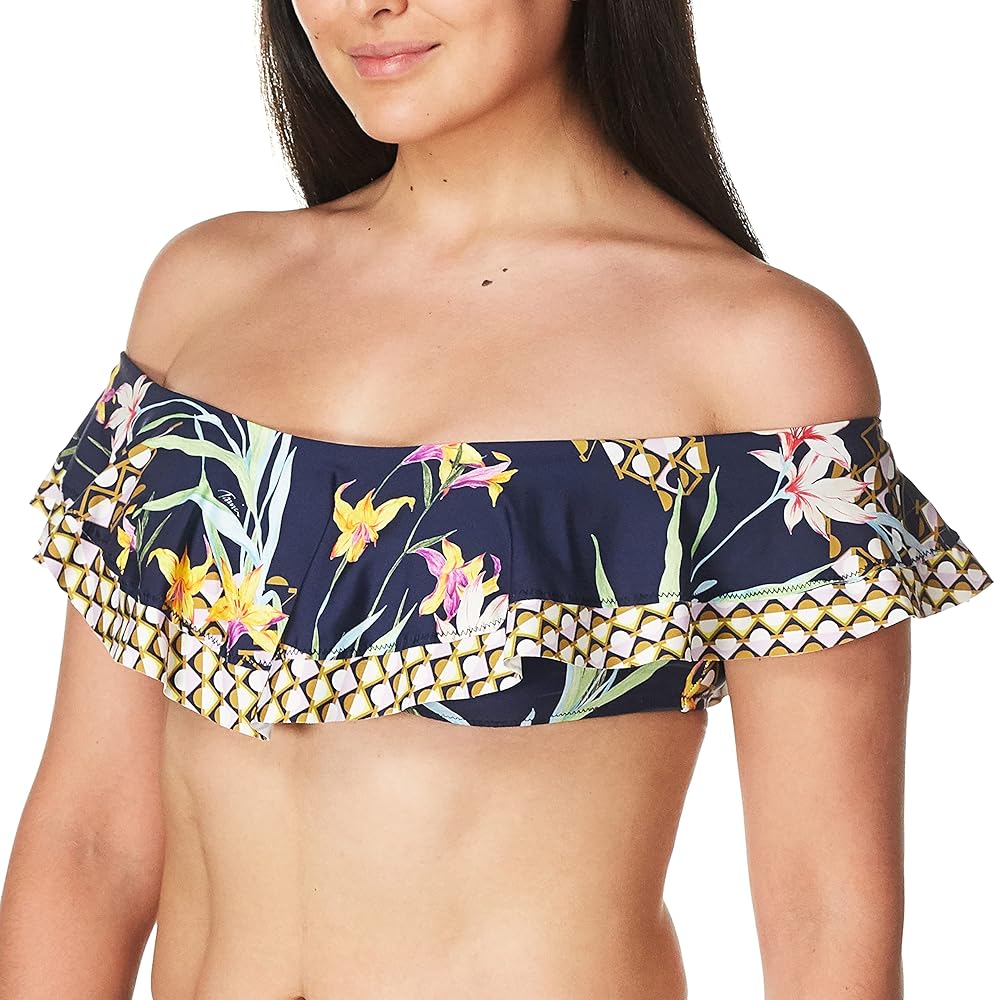 Trina Turk Women's Off Shoulder Ruffle Bandeau Bikini Swimsuit Top