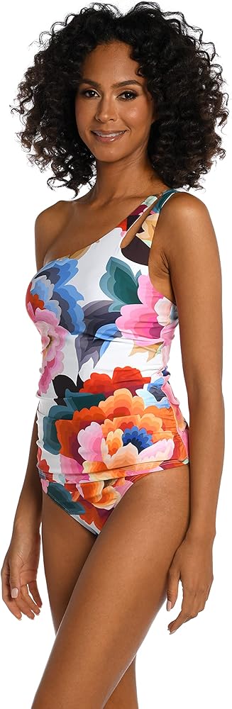 La Blanca Women's Standard One Shoulder Keyhole Tankini Swimsuit Top