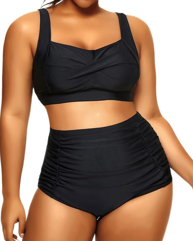 Daci Women's Plus Size Bikini Sets - High Waisted Two-Piece Swimsuits with Tummy Control