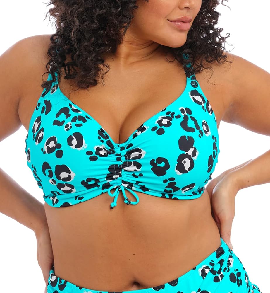 Elomi Kotiya Adjustable Crop Top Underwire Bikini (ES800906),40FF,Lagoon Schwarz