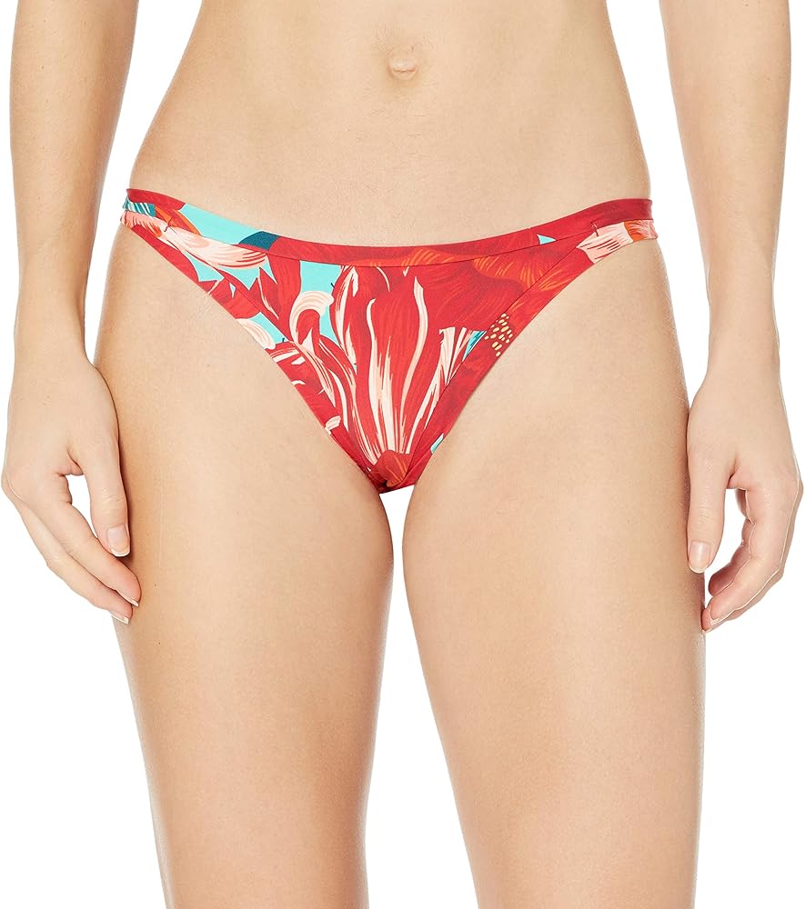 Body Glove Women's Standard Connor Cheeky Coverage Bikini Bottom Swimsuit, Allure True Red Floral, Large