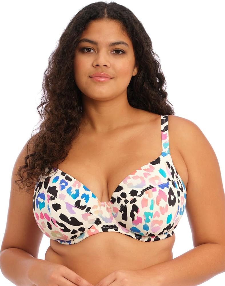 Elomi Party Bay Plunge Underwire Bikini Top (ES801402),40FF,Multi