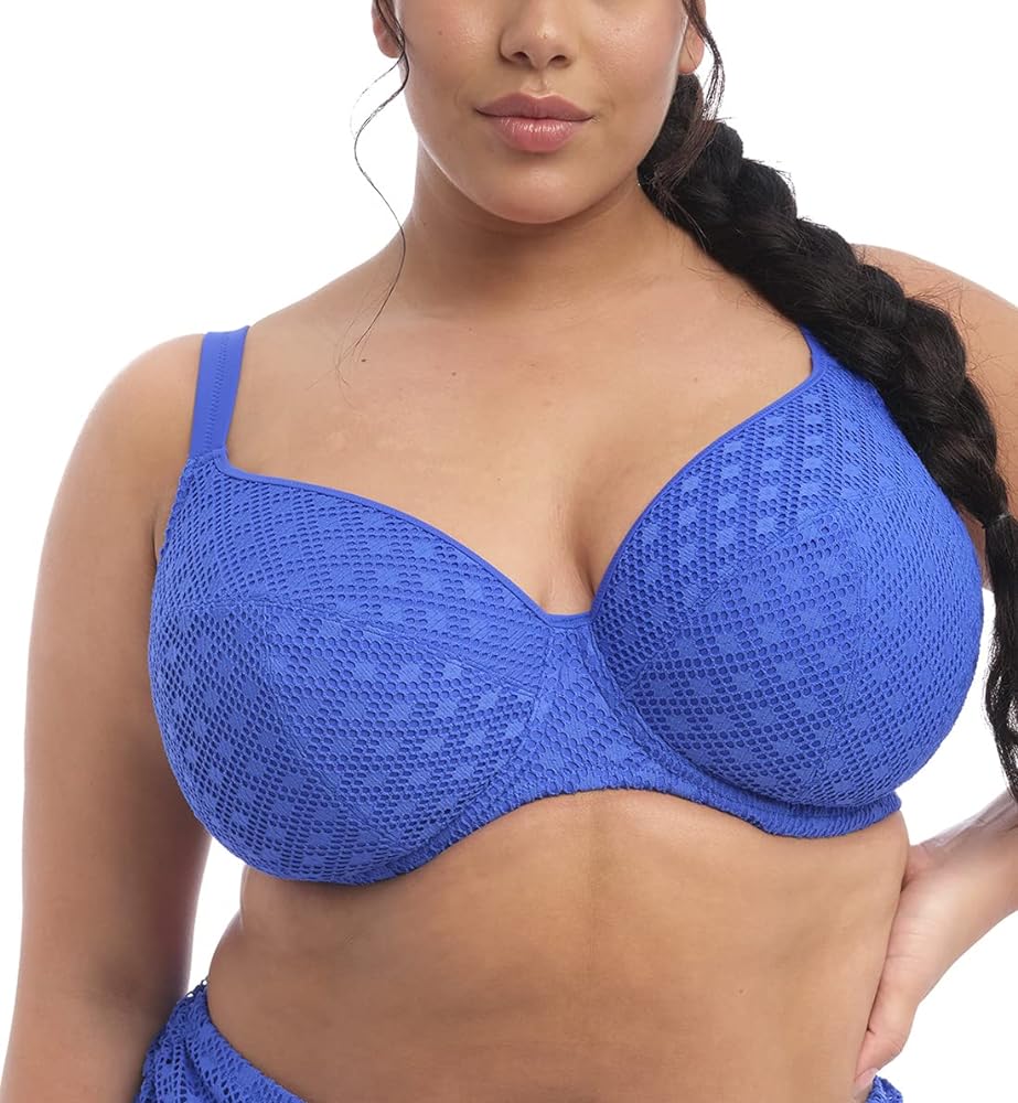 Elomi Bazaruto Plunge Underwire Bikini Top (ES800602),40F,Sapphire