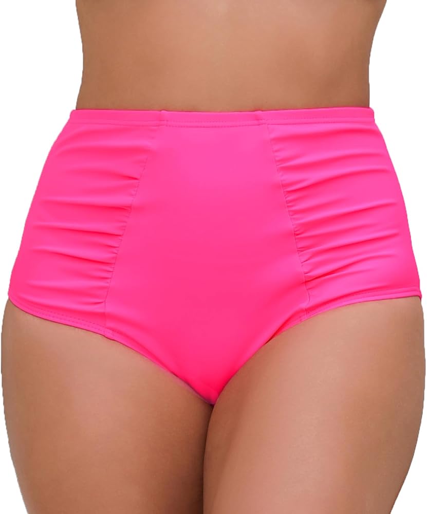 Women's High Waisted Bikini Bottoms Side Ruched Swimwear Bottom Quick Dry Swimsuit Briefs