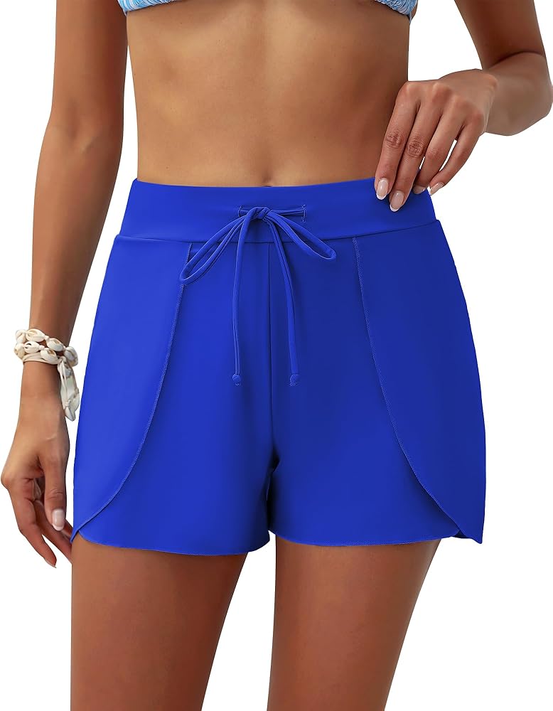 GRAPENT Womens Swim Shorts Bathing Suit Bottoms for Women Board Shorts Drawstring Tulip Swimwear Beach Clothes