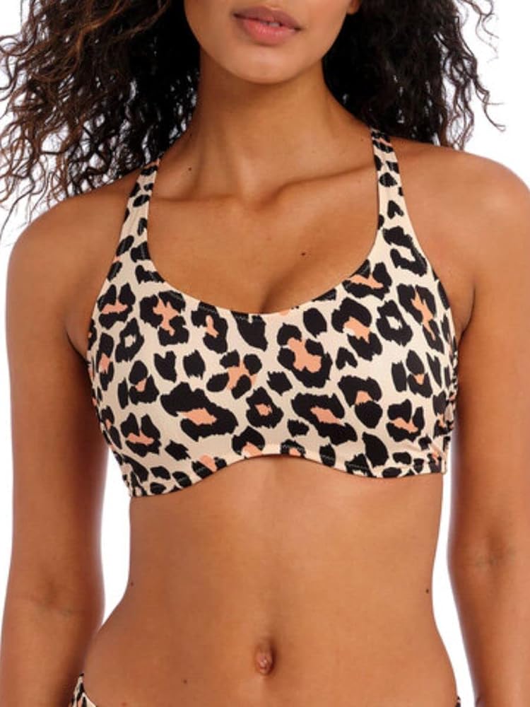 Freya Animal Instinct Convertible Underwire Bralette Bikini Top (203914),38FF,Natural