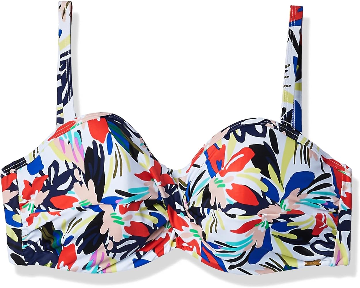 Panache Swim Women's Anya Riva Print Twist Bandeau Bikini Top, Floral Print, 32E