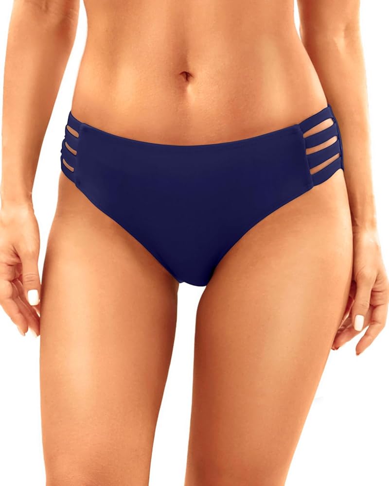 Zmart Women Strappy Bikini Bottoms Full Coverage Bathing Suit Swim Low Rise Cutout Swimsuit Bottom