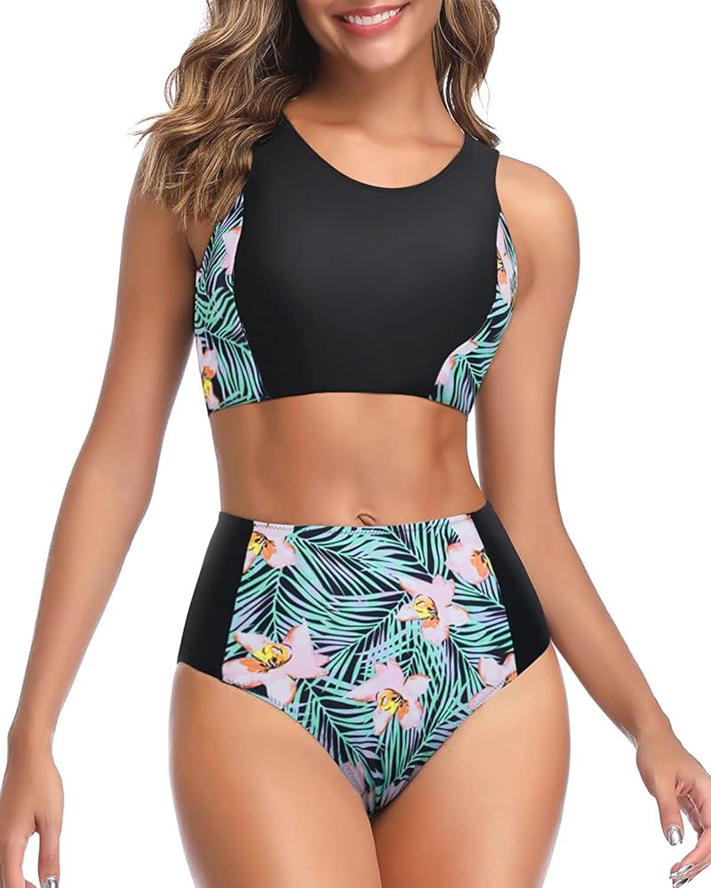 Tempt Me Women Two Piece High Waisted Bikini Set Sporty Swimsuits Bathing Suit with Bottom for Teen Girls