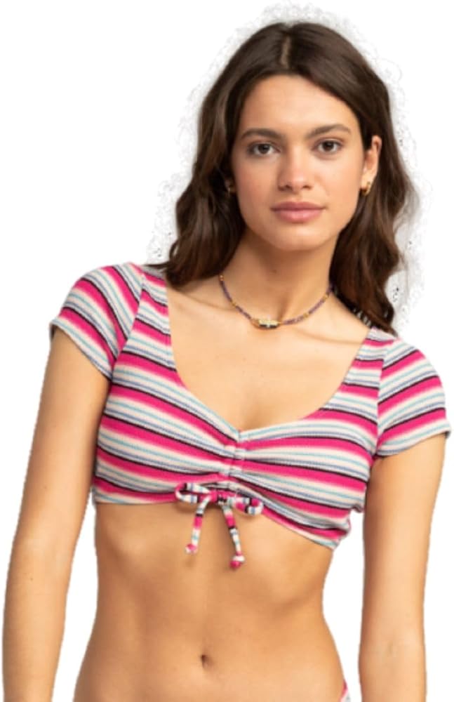 Roxy Women's Standard Paraiso Patriotic Stripe Cropped Bikini Top