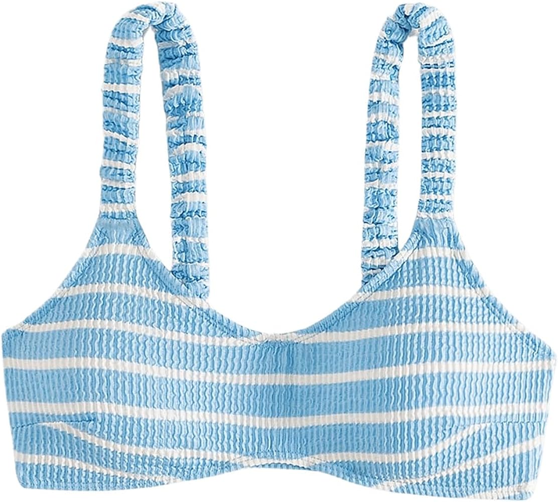 SOLY HUX Bikini Tops for Women Striped Spaghetti Strap Bathing Suit Tops Swimsuit