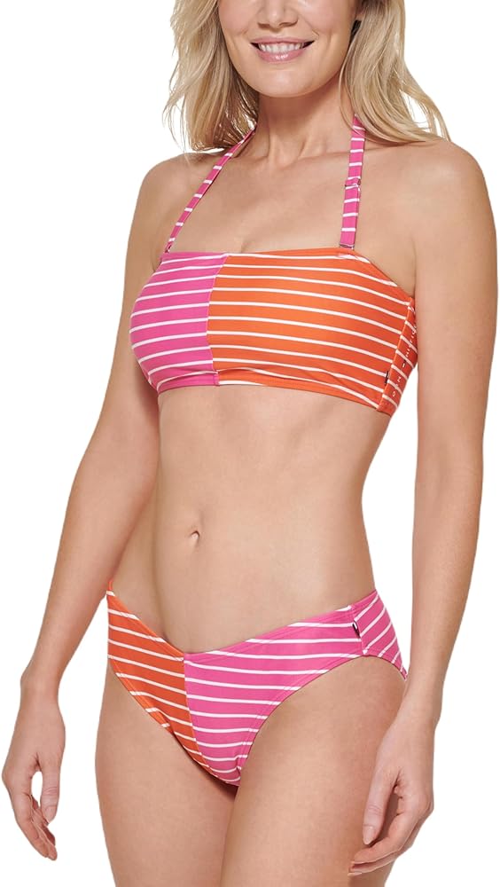 Tommy Hilfiger Women's Color Block Full Coverage Comfortable Bikini Top