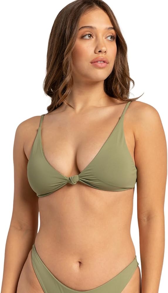 O'NEILL Womens Swim Saltwater Solids Pismo Bralette Bikini Top, Oil Green, Xs