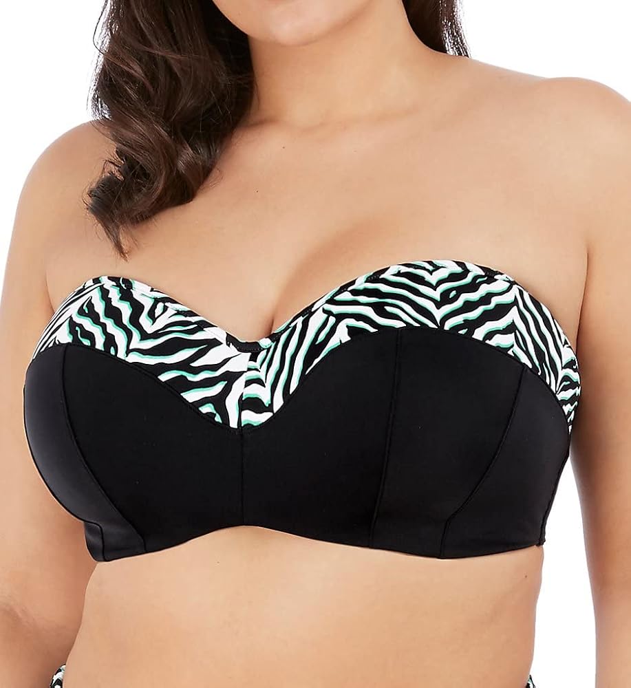 Elomi Women's Zulu Rhythm Underwire Bandeau Bikini Swim Top ES7253 34G Black