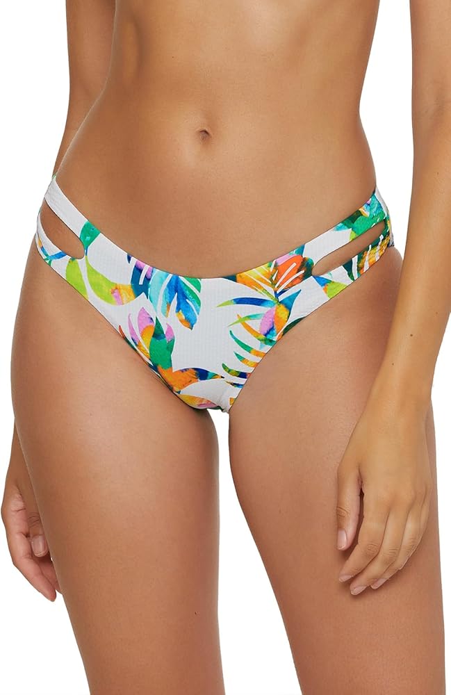 BECCA Women's Standard Isla Verde Hipster Bikini Bottom, Tropical Print, Cheeky Coverage, Swimwear Separates