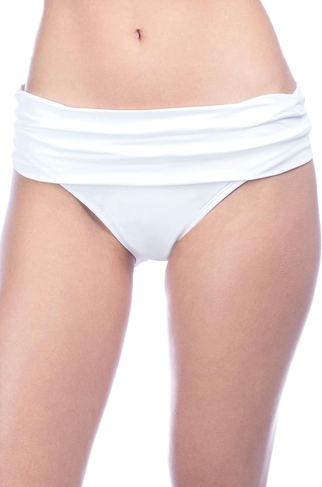 La Blanca Women's Island Goddess Shirred Band Hipster Bikini Bottom, White, 14