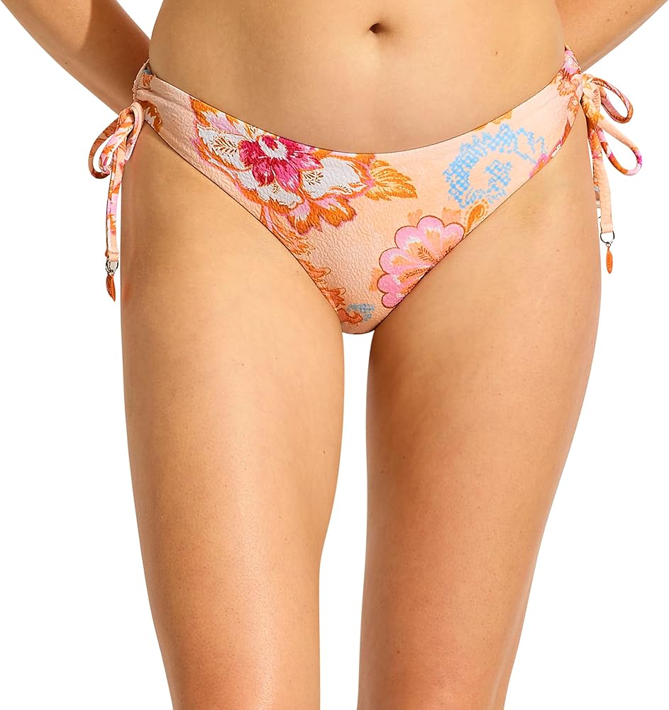 Seafolly Women's Standard Loop Tie Side Hipster Bikini Bottom Swimsuit, Spring Festival Nectar