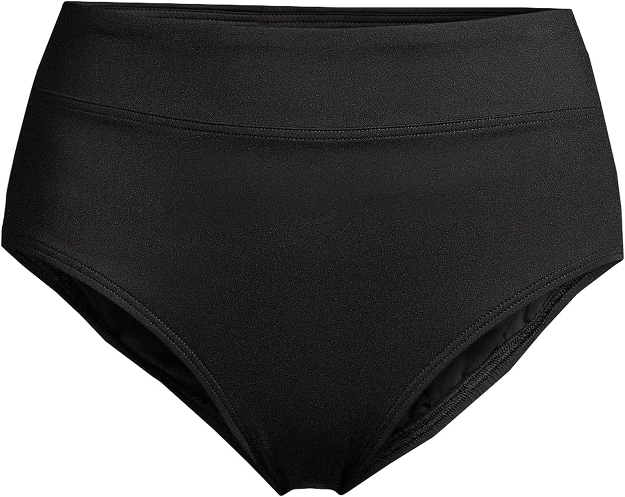 Lands' End Womens Chlorine Resistant High Waisted Bikini Bottoms Black Plus 24w