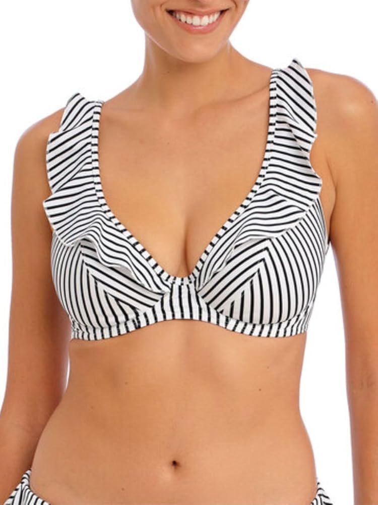 Freya Jewel Cove High Apex Underwire Bikini Top with J Hook (7230),32GG,Stripe Black